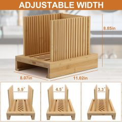 Bamboo Bread Slicer with Adjustable Width Bread Slicing Guides