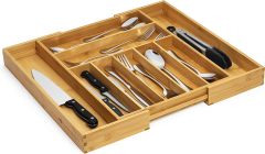 Expandable Large Premium Bamboo Silverware Organizer Kitchen Drawer & Utensil Organizer