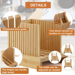 Bamboo Bread Slicer with Adjustable Width Bread Slicing Guides