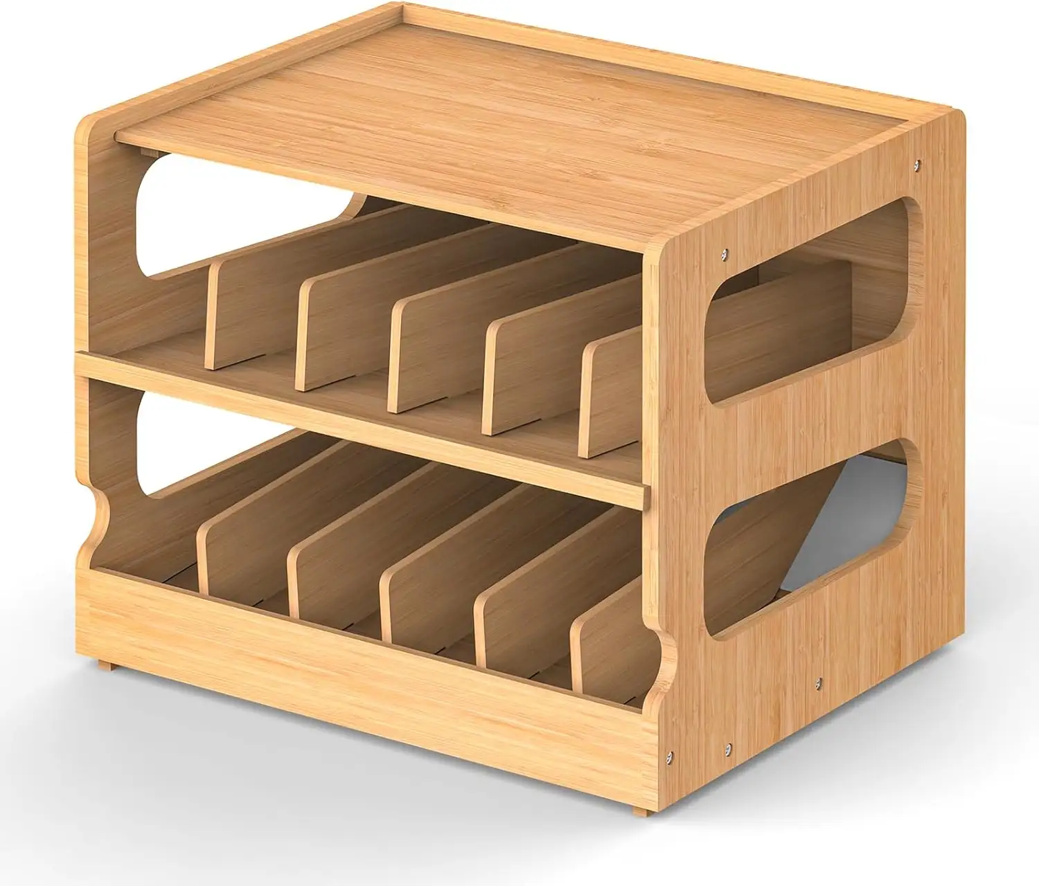Canned Holder Dispenser Shelf Rolling Can Organizer Rack Stackable Double-Layer Bamboo Can Organizers and Storage