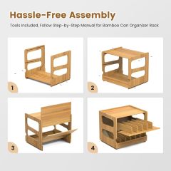 Canned Holder Dispenser Shelf Rolling Can Organizer Rack Stackable Double-Layer Bamboo Can Organizers and Storage