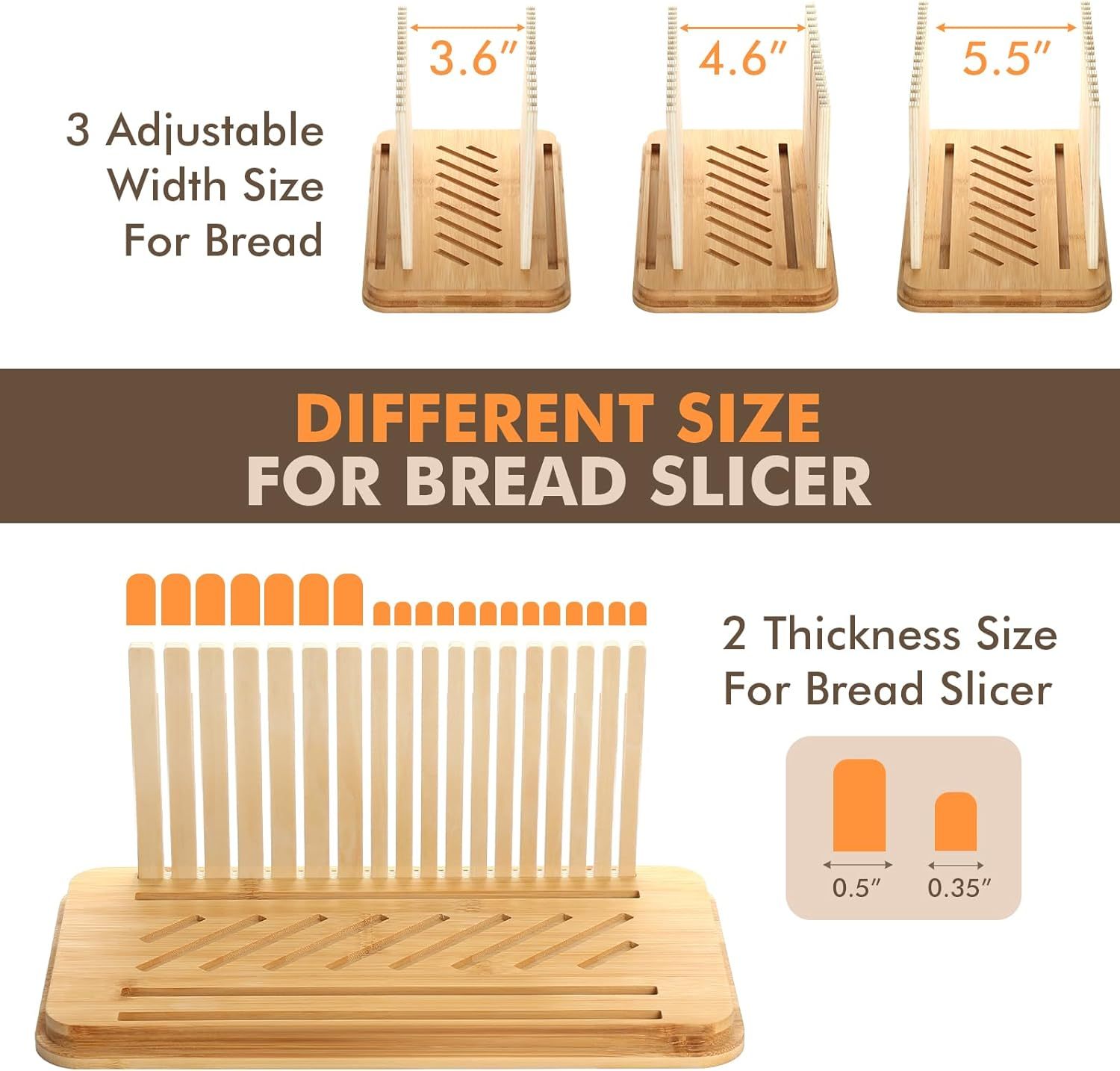 Bread Slicer for Homemade Bread with Box, White Bread Storage for Kitchen Countertop with 3 in 1 Bamboo Lid