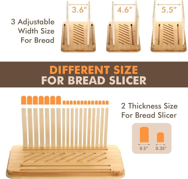 Bread Slicer for Homemade Bread with Box, White Bread Storage for Kitchen Countertop with 3 in 1 Bamboo Lid