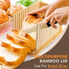 Bread Slicer for Homemade Bread with Box, White Bread Storage for Kitchen Countertop with 3 in 1 Bamboo Lid