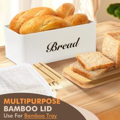 Bread Slicer for Homemade Bread with Box, White Bread Storage for Kitchen Countertop with 3 in 1 Bamboo Lid