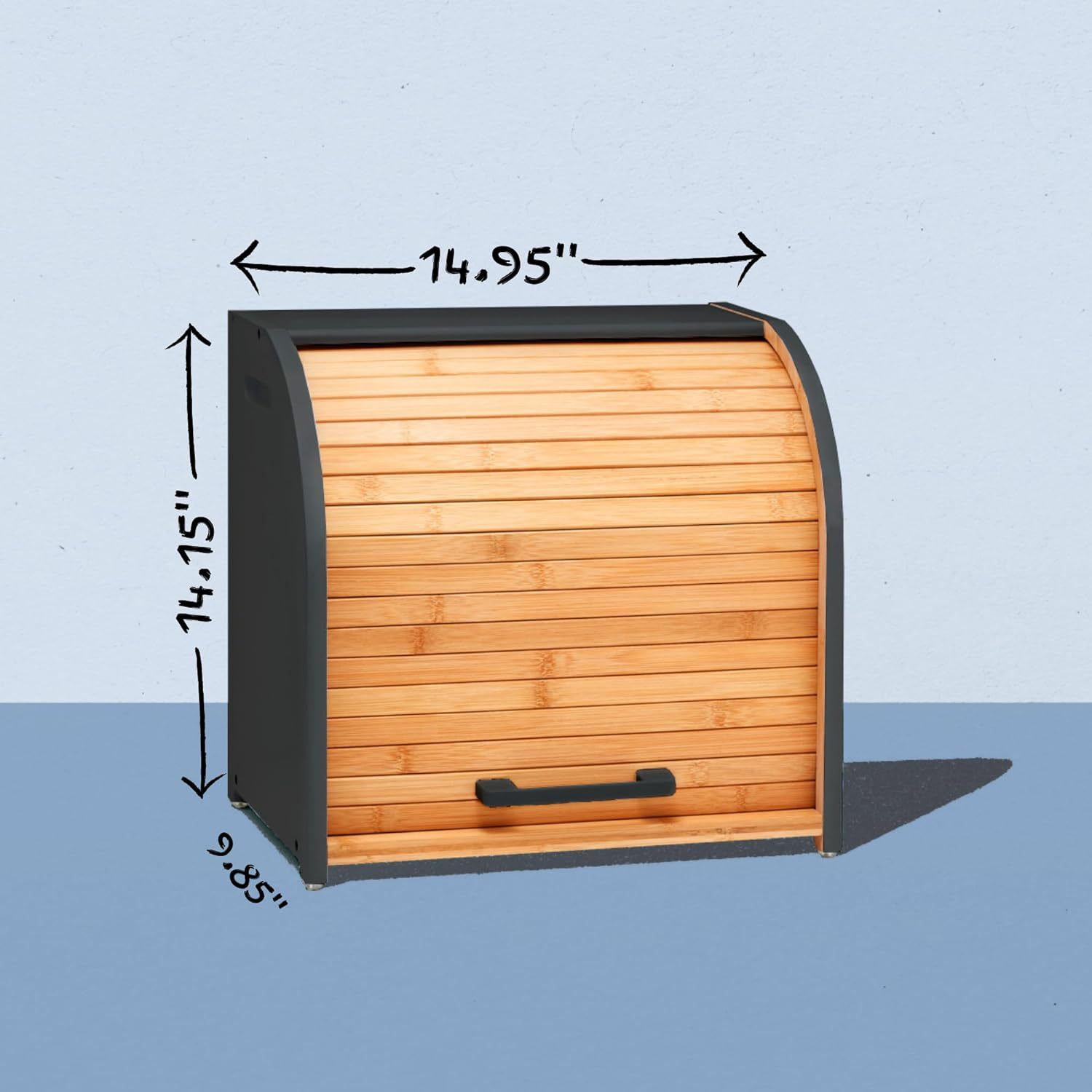 Bamboo Double Layer Bread Box for Kitchen Countertop, Roll Top Bread Box Wood, Extra Large for Kitchen Storage, Modern Bread Bin Wooden