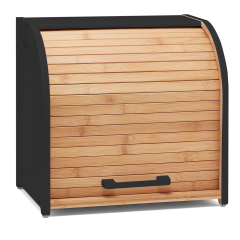 Bamboo Double Layer Bread Box for Kitchen Countertop, Roll Top Bread Box Wood, Extra Large for Kitchen Storage, Modern Bread Bin Wooden