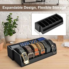 Bamboo Belt Organizer Box 10 Compartment Belt & Tie Storage