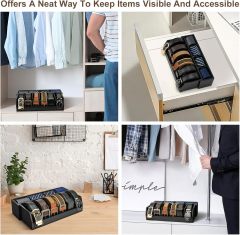 Bamboo Belt Organizer Box 10 Compartment Belt & Tie Storage