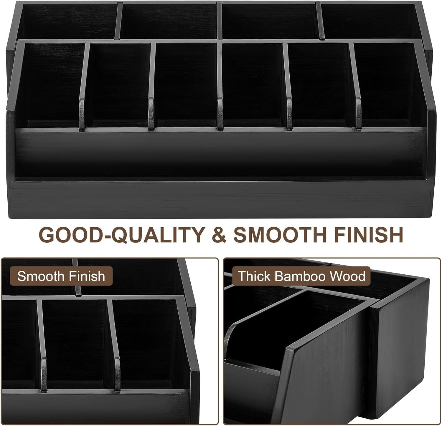 Bamboo Belt Organizer Box 10 Compartment Belt & Tie Storage