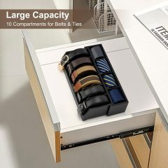 Bamboo Belt Organizer Box 10 Compartment Belt & Tie Storage