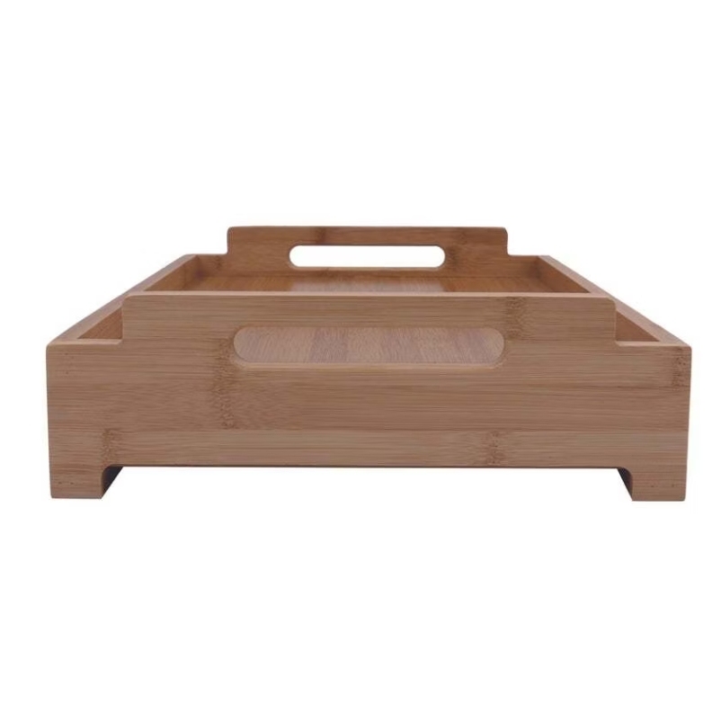 Bamboo Food Serving Tray With Drawer