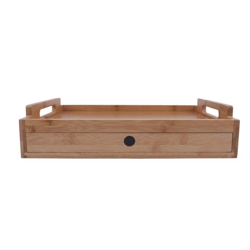 Bamboo Food Serving Tray With Drawer