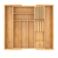 Expandable Utensil Holder Cutlery Tray Flatware Organization Bamboo Silverware Drawer Organizer Kitchen