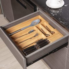 Expandable Utensil Holder Cutlery Tray Flatware Organization Bamboo Silverware Drawer Organizer Kitchen