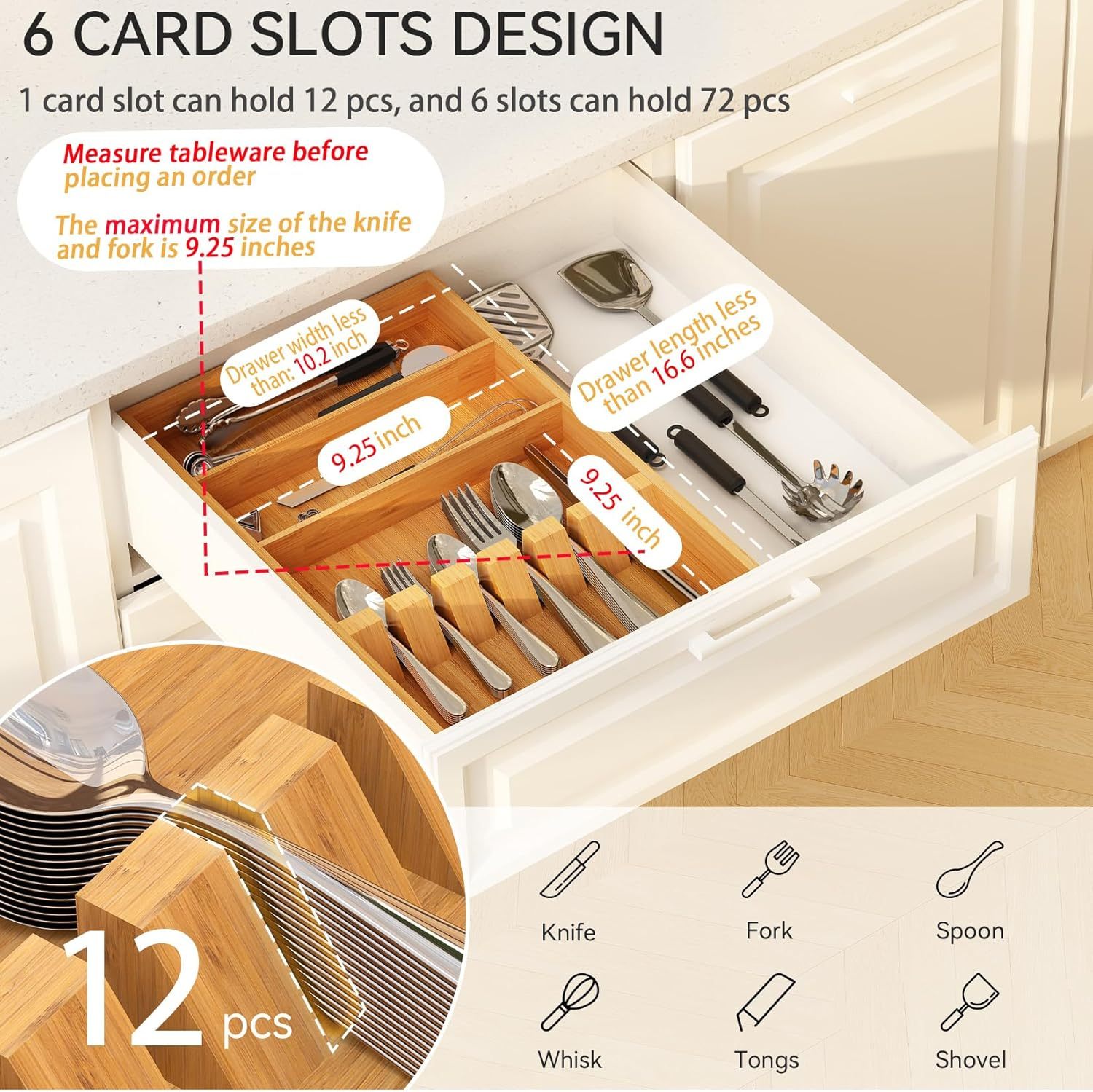 Bamboo Silverware Drawer Organizer