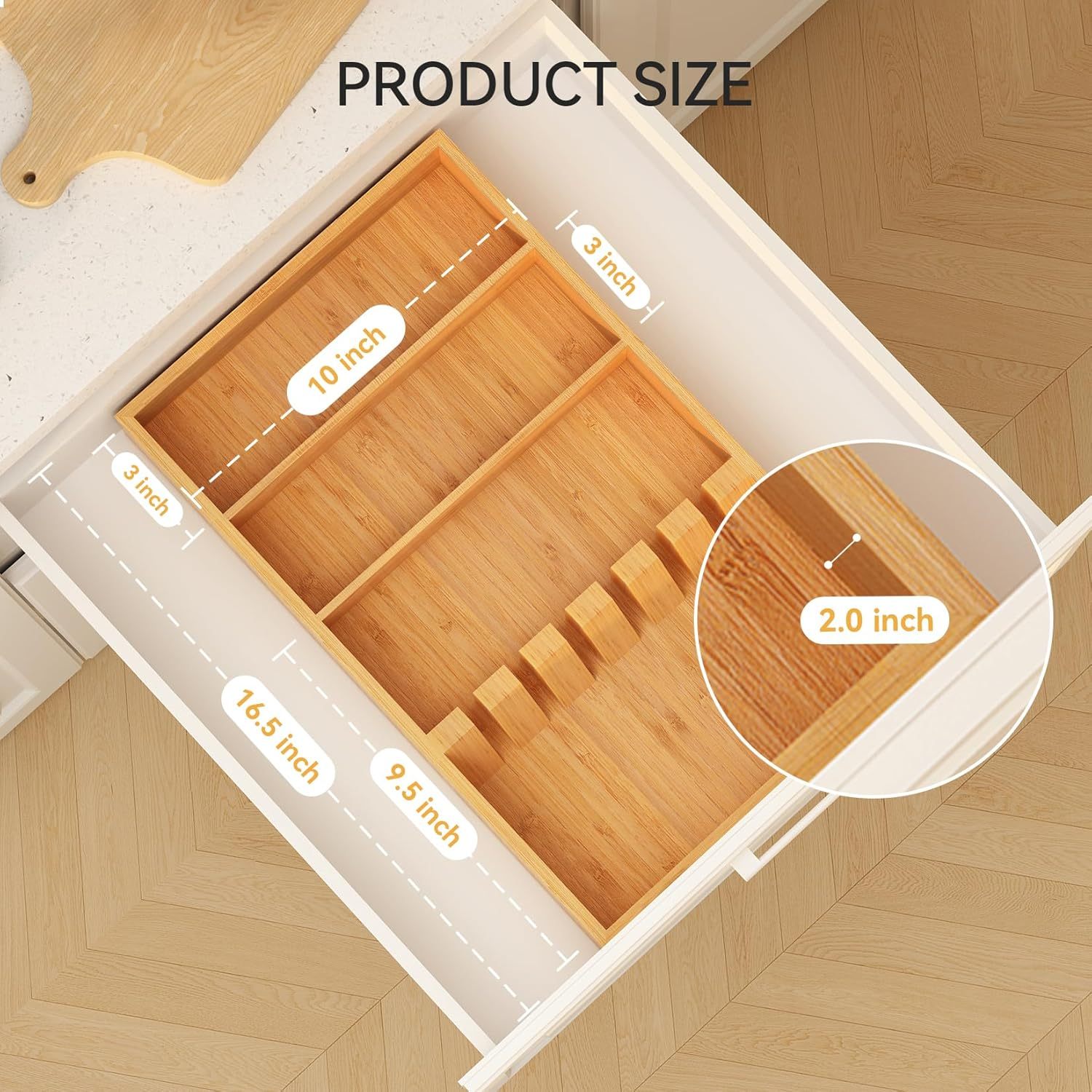 Bamboo Silverware Drawer Organizer