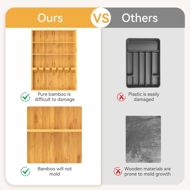 Bamboo Silverware Drawer Organizer