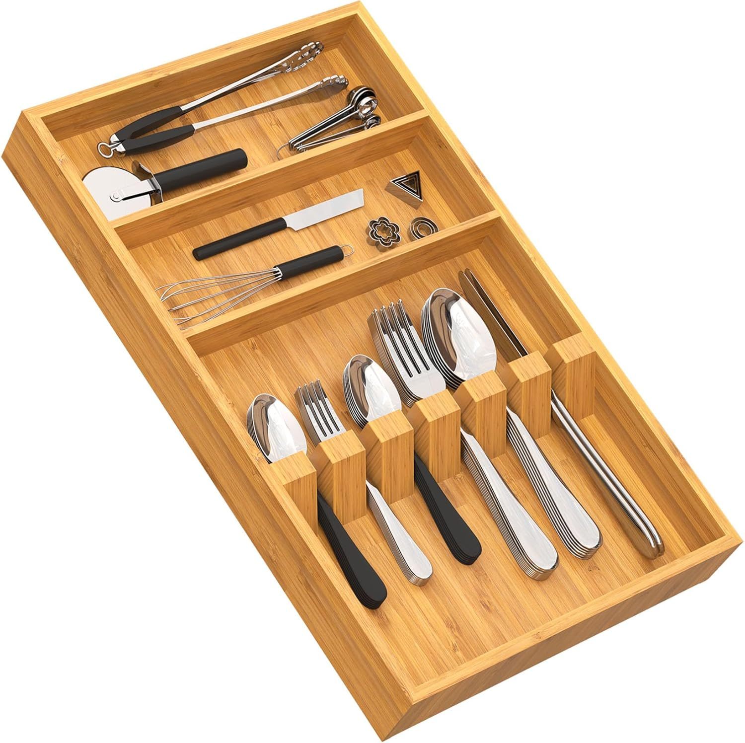 Bamboo Silverware Drawer Organizer