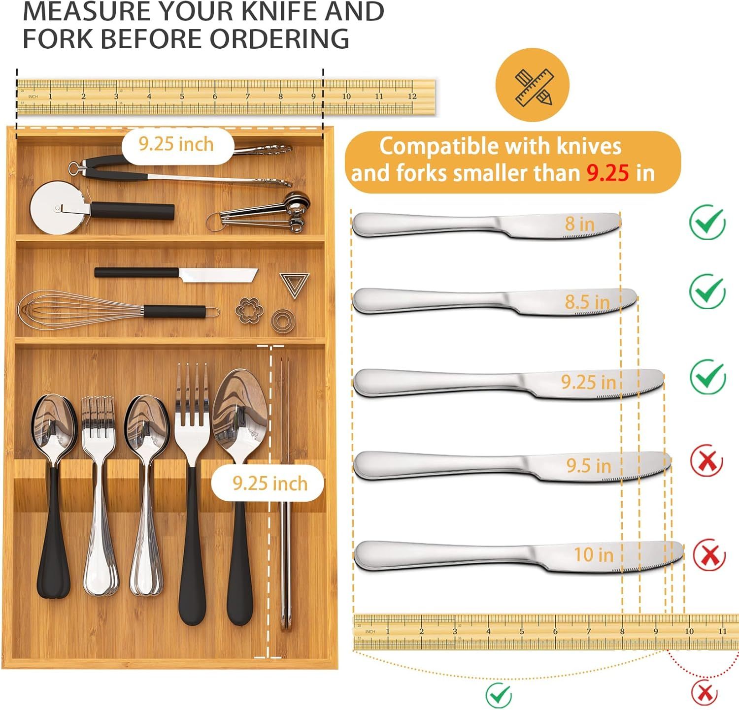 Bamboo Silverware Drawer Organizer