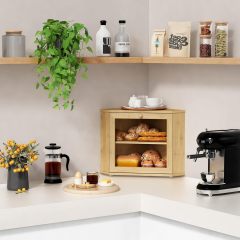 Bamboo Corner Bread Box for Kitchen Counter