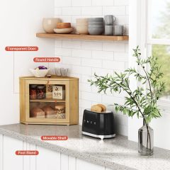 Bamboo Corner Bread Box for Kitchen Counter