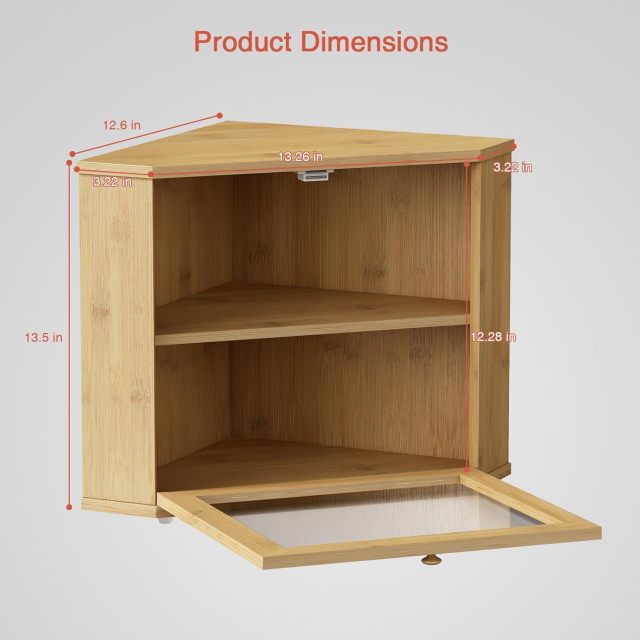 Bamboo Corner Bread Box for Kitchen Counter