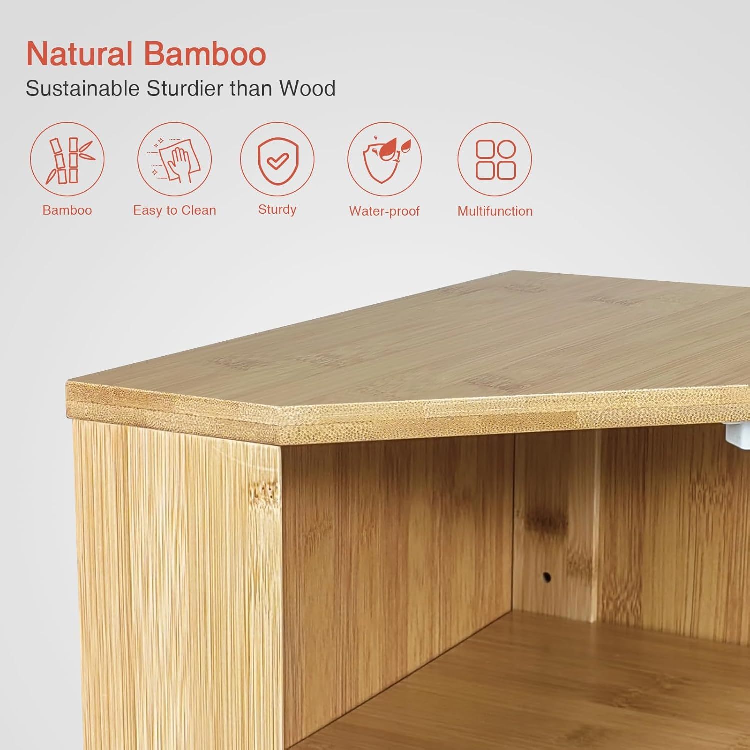 Bamboo Corner Bread Box for Kitchen Counter