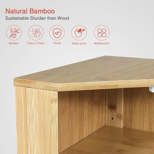 Bamboo Corner Bread Box for Kitchen Counter