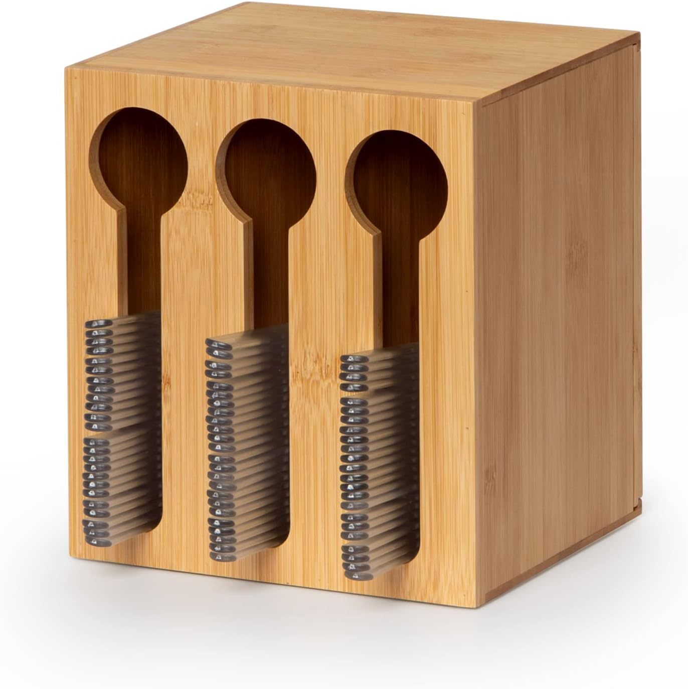 Bamboo Utensil Dispenser for Spoons and Forks