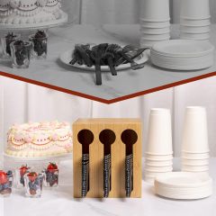 Bamboo Utensil Dispenser for Spoons and Forks
