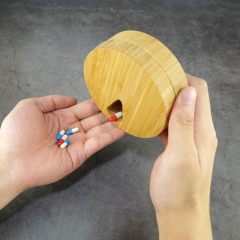 Bamboo Wood Pill Organizer for Medicine Vitamin Weekly