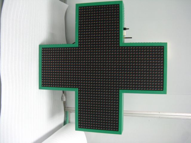 P10 led pharmacy cross sign customized waterproof double sides outdoor pharmacy cross led display 1000mm