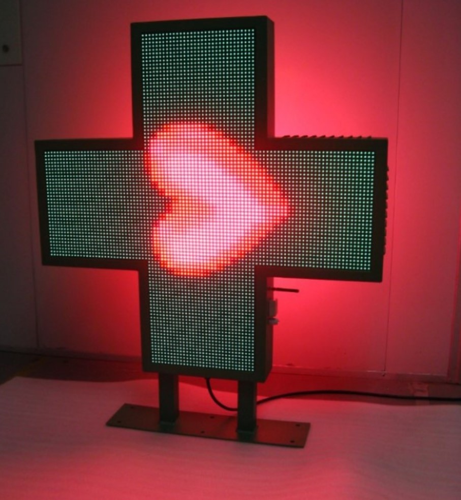 P8 led crosses 80mm full color LED cross display signs waterproof double sides pharmacy cross led for drugstore