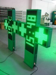 P20 Outdoor display structure with cross led pharmacy double sided cross led pharmacy display shop sign 1000mm green blue red