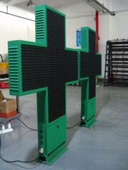 P20 Outdoor display structure with cross led pharmacy double sided cross led pharmacy display shop sign 1000mm green blue red