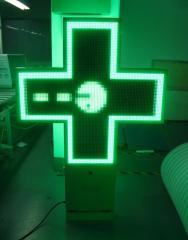 P10 led pharmacy cross sign customized waterproof double sides outdoor pharmacy cross led display 1000mm