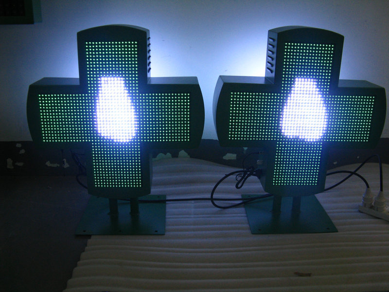 P10 led pharmacy sign board 500mm rgb led pharmacy cross display outdoor pharmacy display shop sign double sided