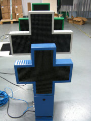 P10 led pharmacy sign board 500mm rgb led pharmacy cross display outdoor pharmacy display shop sign double sided