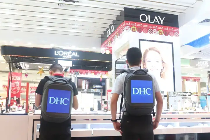 Custom color led display backpack bag fashionable LED light backpacks walking advertising