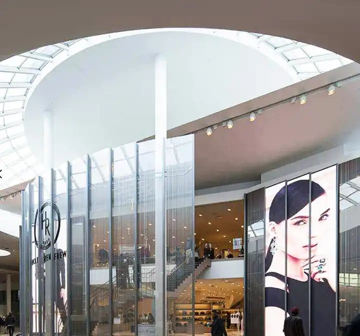 HD transparent led display screen P5.2 Glass Wall Led Screen Outdoor / Indoor Full Color curtain led display