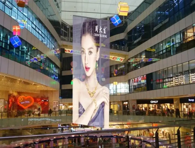 HD transparent led display screen P5.2 Glass Wall Led Screen Outdoor / Indoor Full Color curtain led display