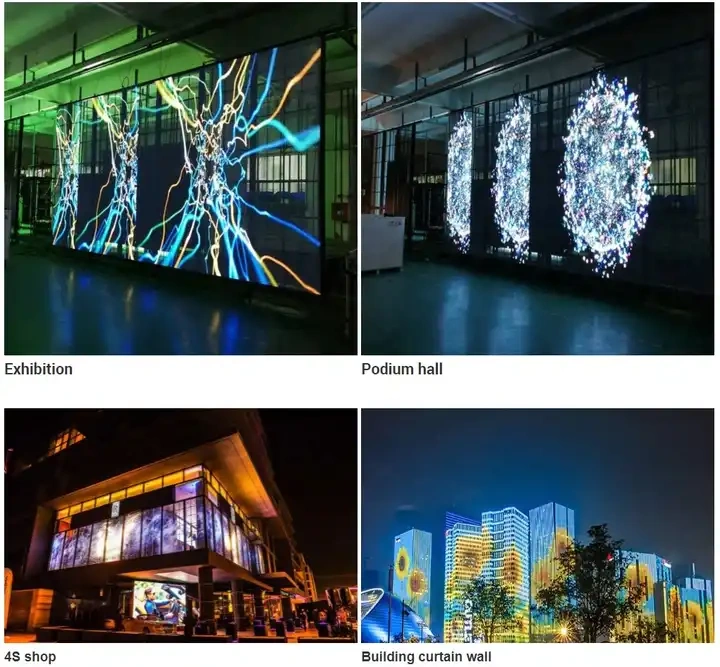 HD transparent led display screen P5.2 Glass Wall Led Screen Outdoor / Indoor Full Color curtain led display