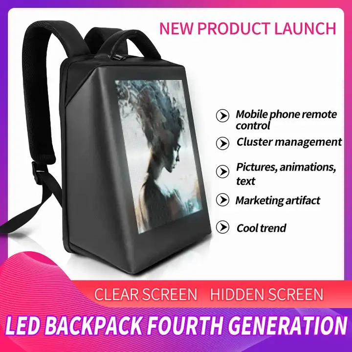 Waterproof led display backpack bag fashionable advertising led backpack wifi custom logo