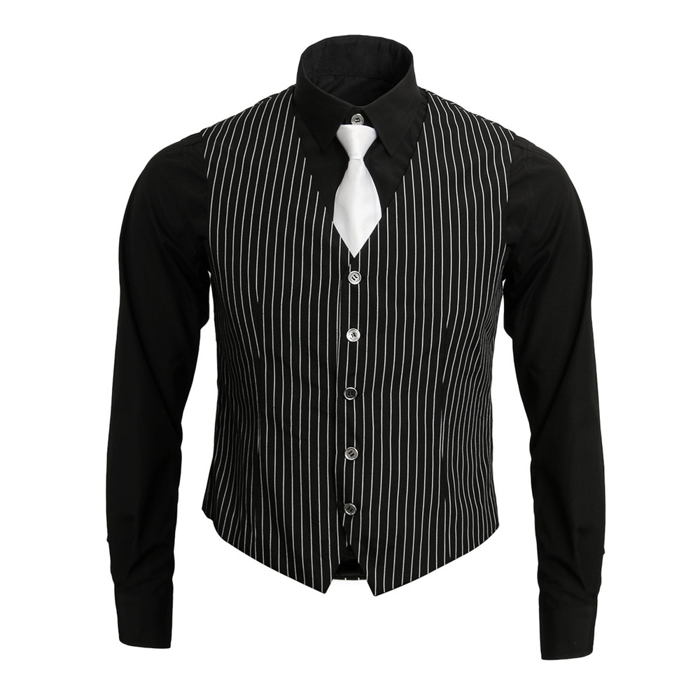 Mollardize Al Capone Gangster Mafia Black Outfits 1920s Vest Shirt Ties ( In Stock)