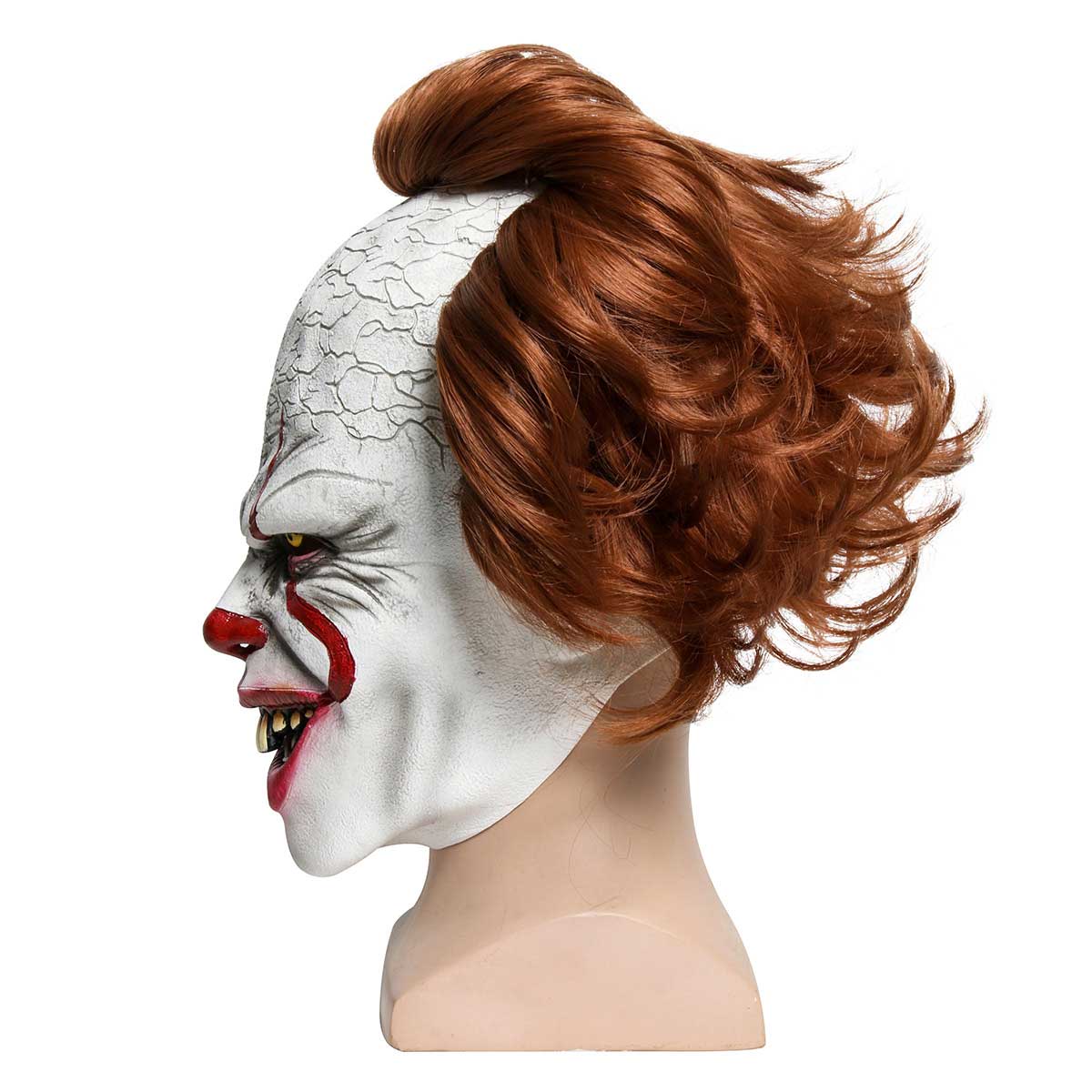 It Chapter 2 Pennywise Scary Halloween Cosplay Latex Mask Stephen King's It Costume Wig-Takerlama