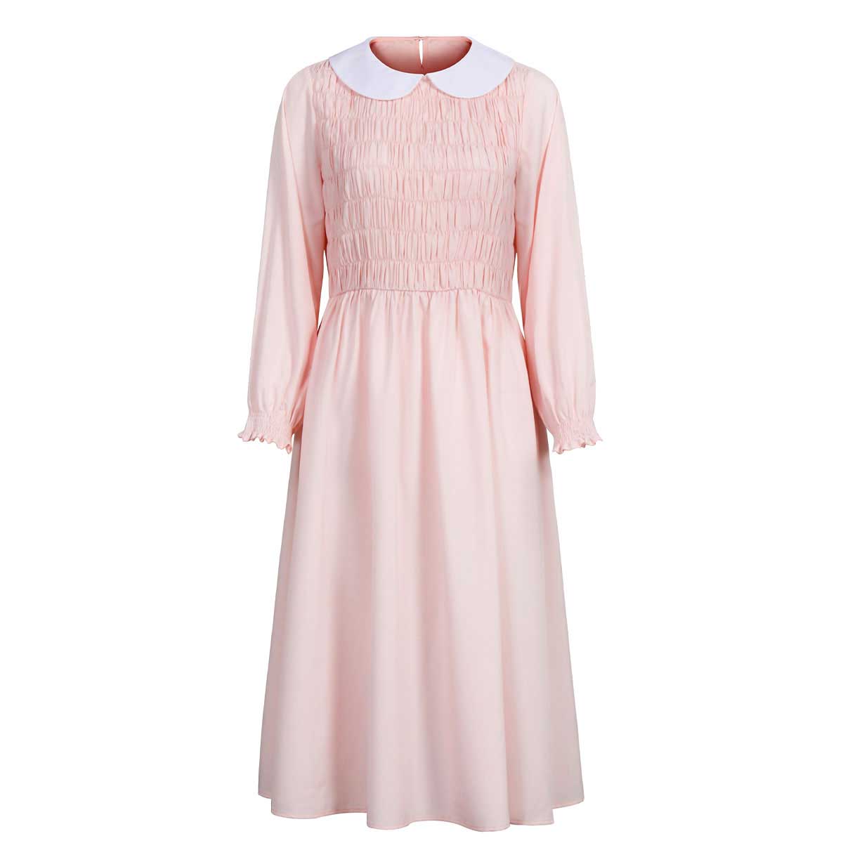 Eleven Girl's Pink Dress Stranger Things Season 1 Beading Cosplay  Costume Including Socks