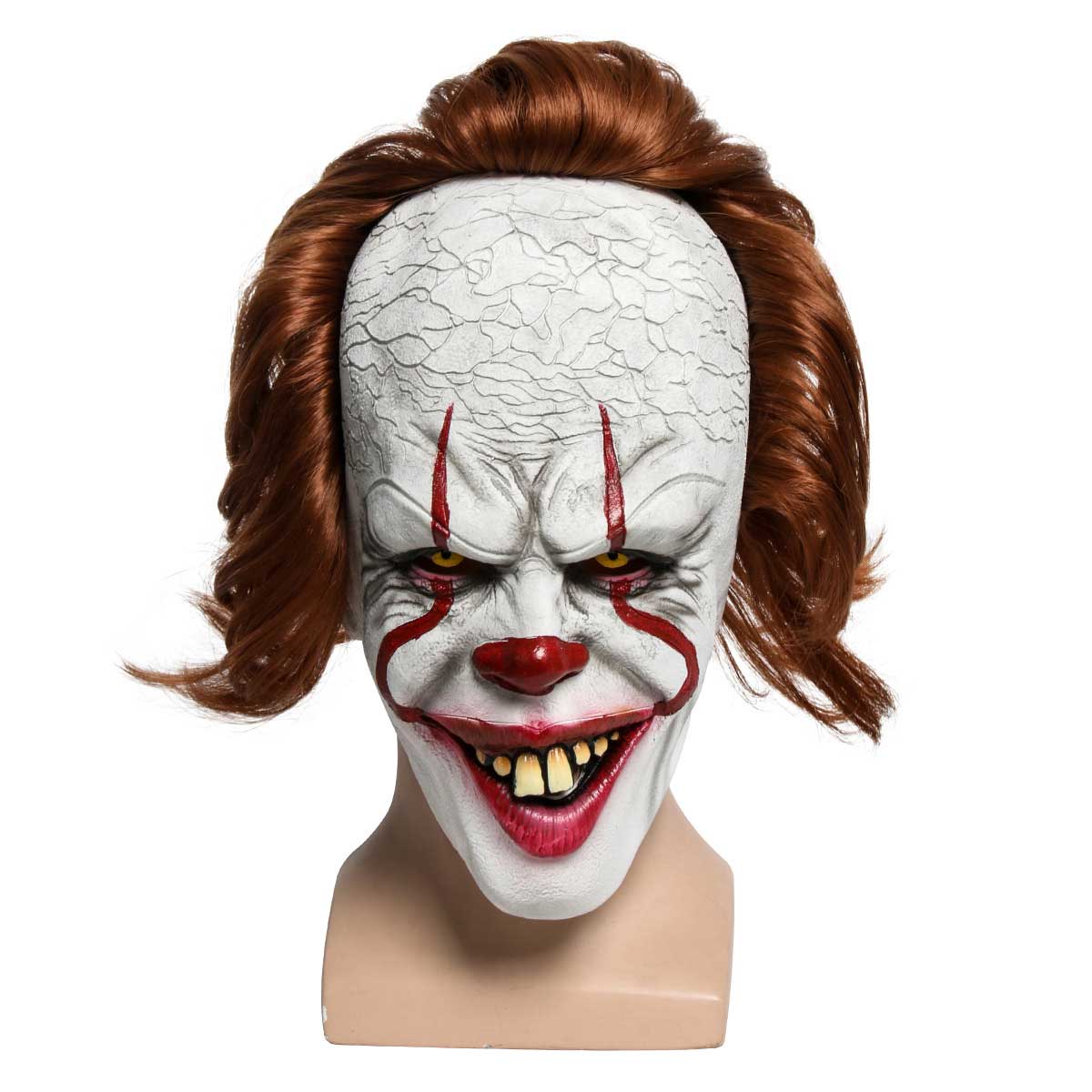 It Chapter 2 Pennywise Scary Halloween Cosplay Latex Mask Stephen King's It Costume Wig-Takerlama