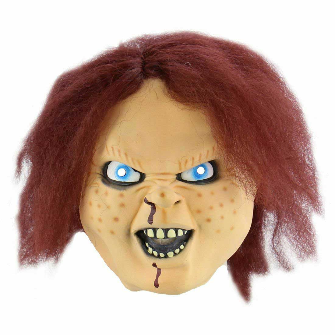 Scary Horror Child's Play Chucky Costume Latex Mask Halloween Cosplay Masquerade Party Props Brown