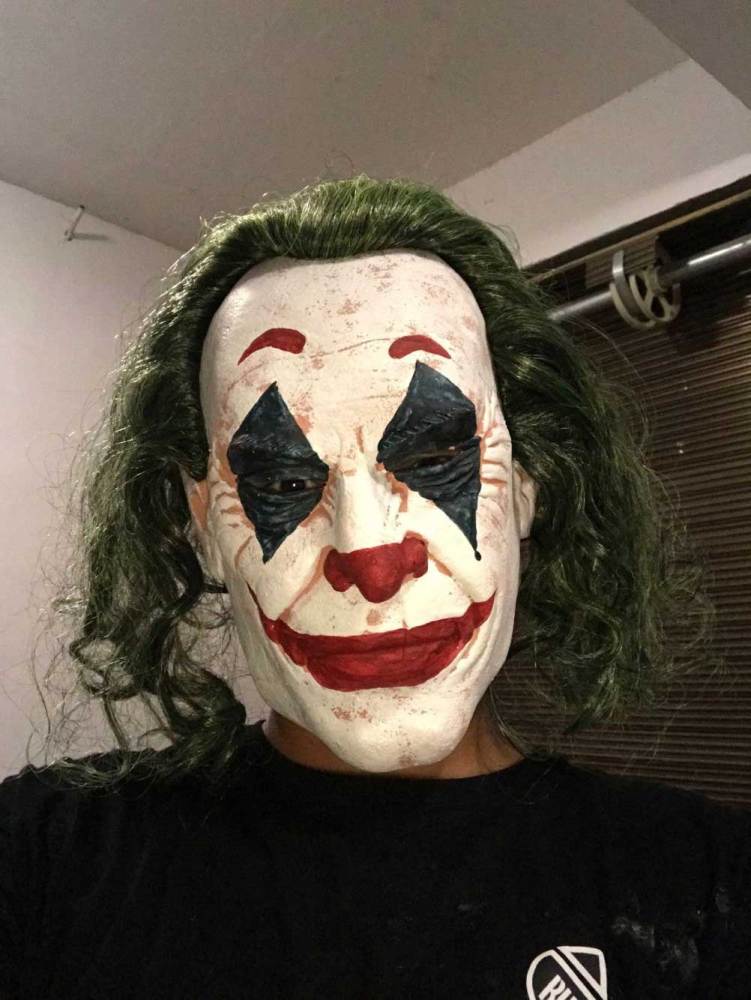 Joker Face Mask With Wig Movie Batman The Dark Knight Halloween Cosplay